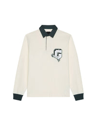 Polo rugby manches longues - White & Green