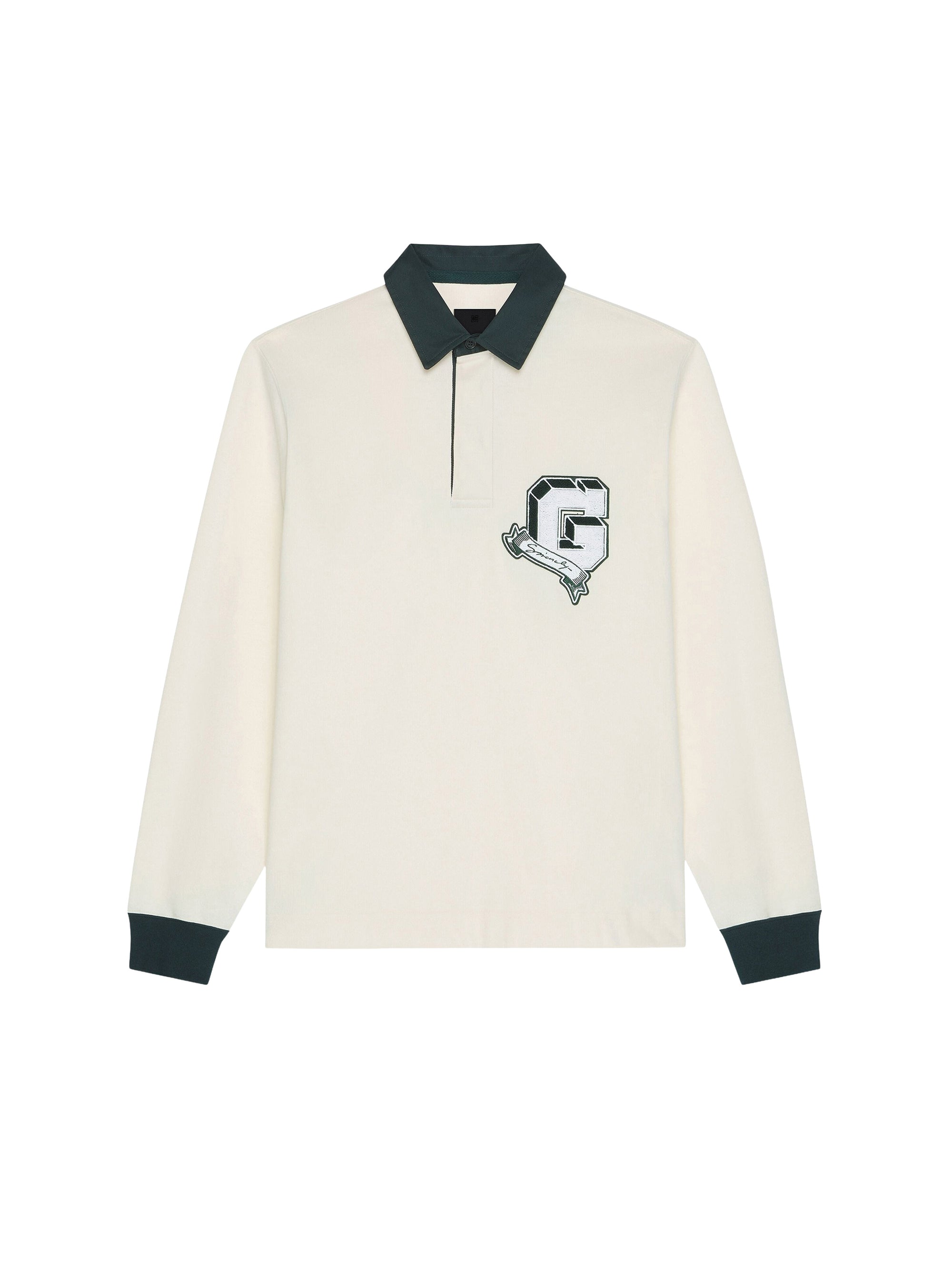 Polo rugby manches longues - White & Green