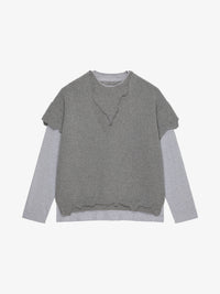 MASH UP V NECK WT CREWNECK AND JERSEY