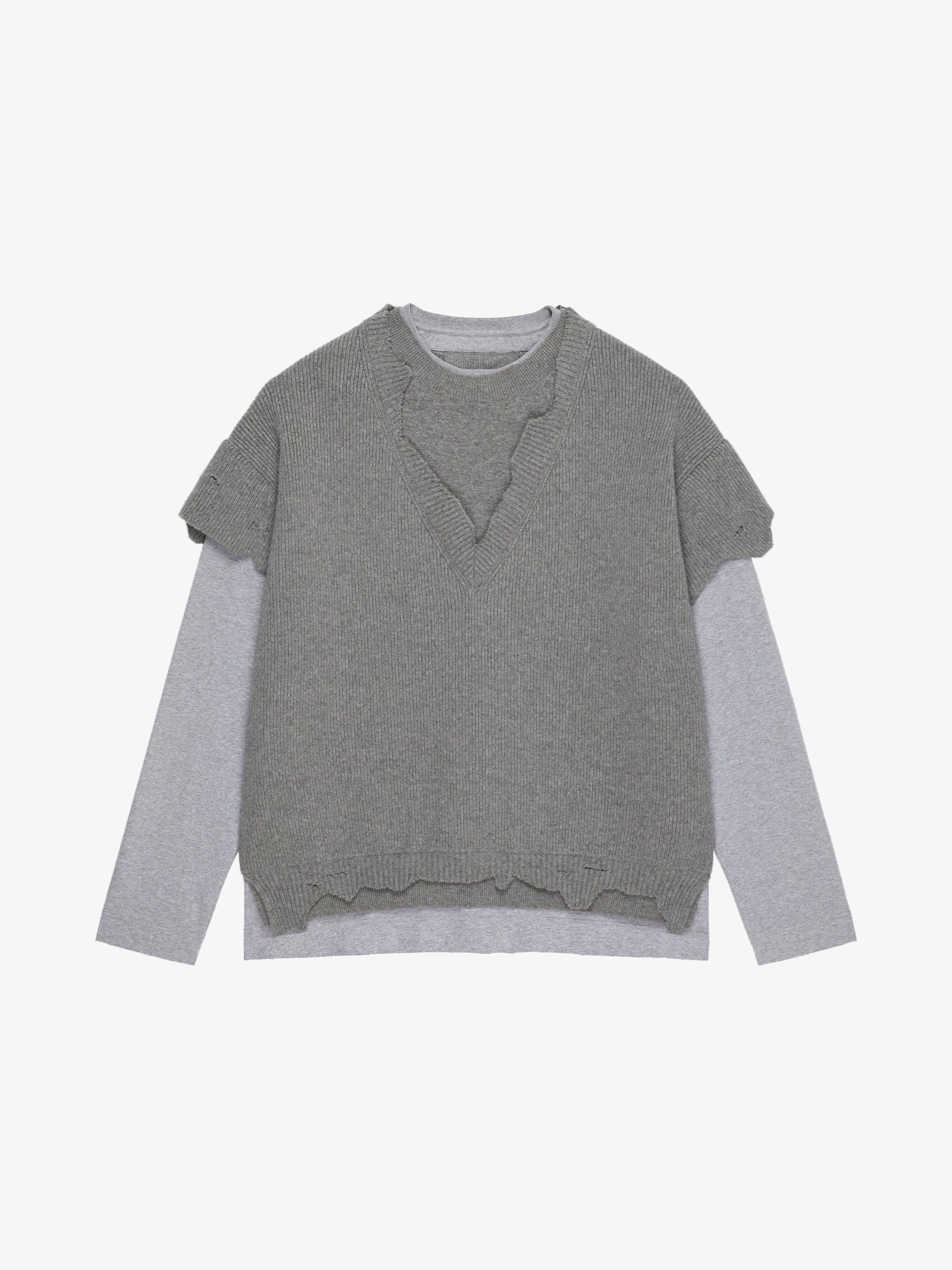MASH UP V NECK WT CREWNECK AND JERSEY