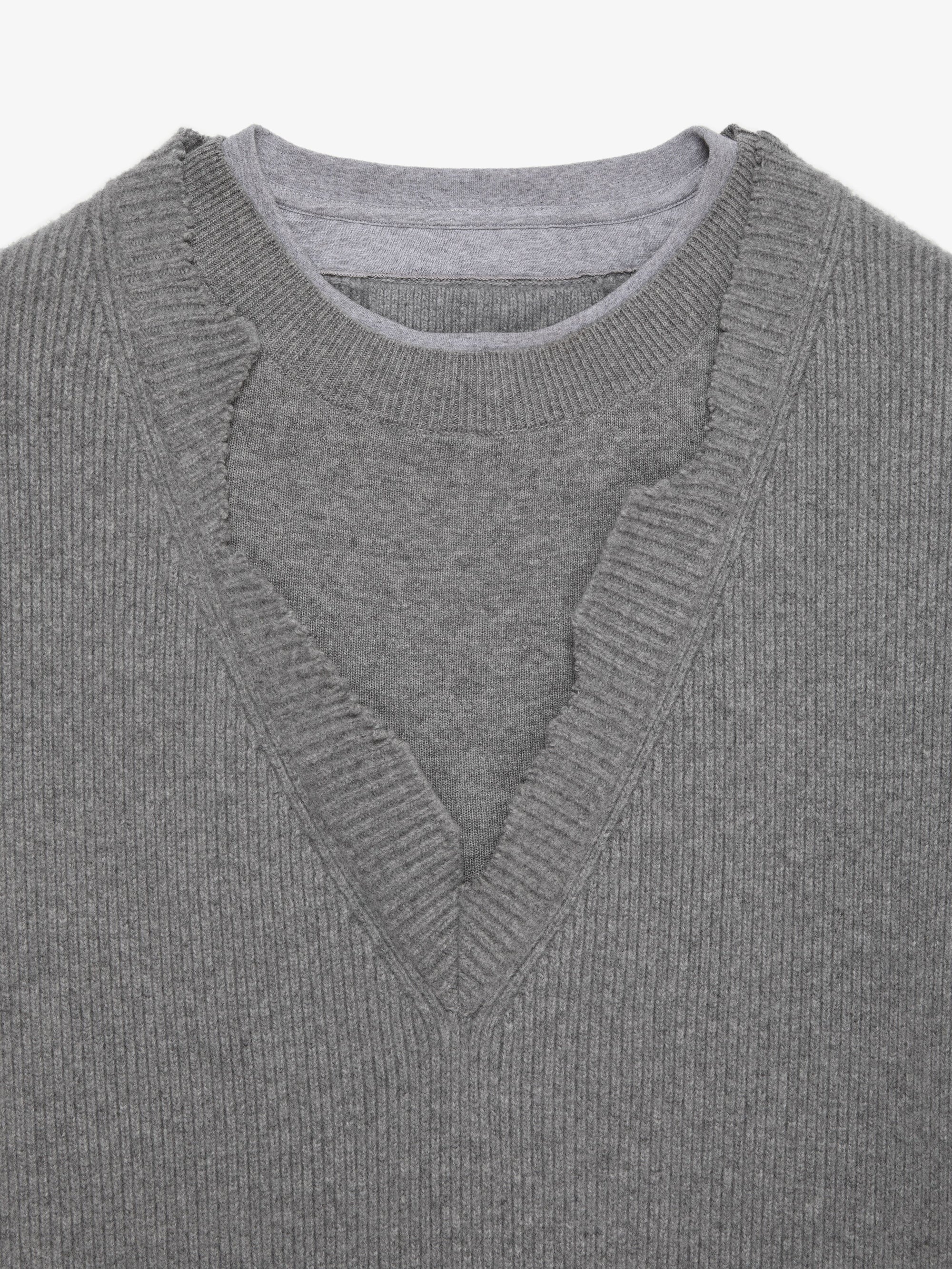 MASH UP V NECK WT CREWNECK AND JERSEY