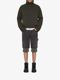 Oversized Cashmere Roll Neck Sweater - Army Green