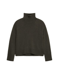 Oversized Cashmere Roll Neck Sweater - Army Green