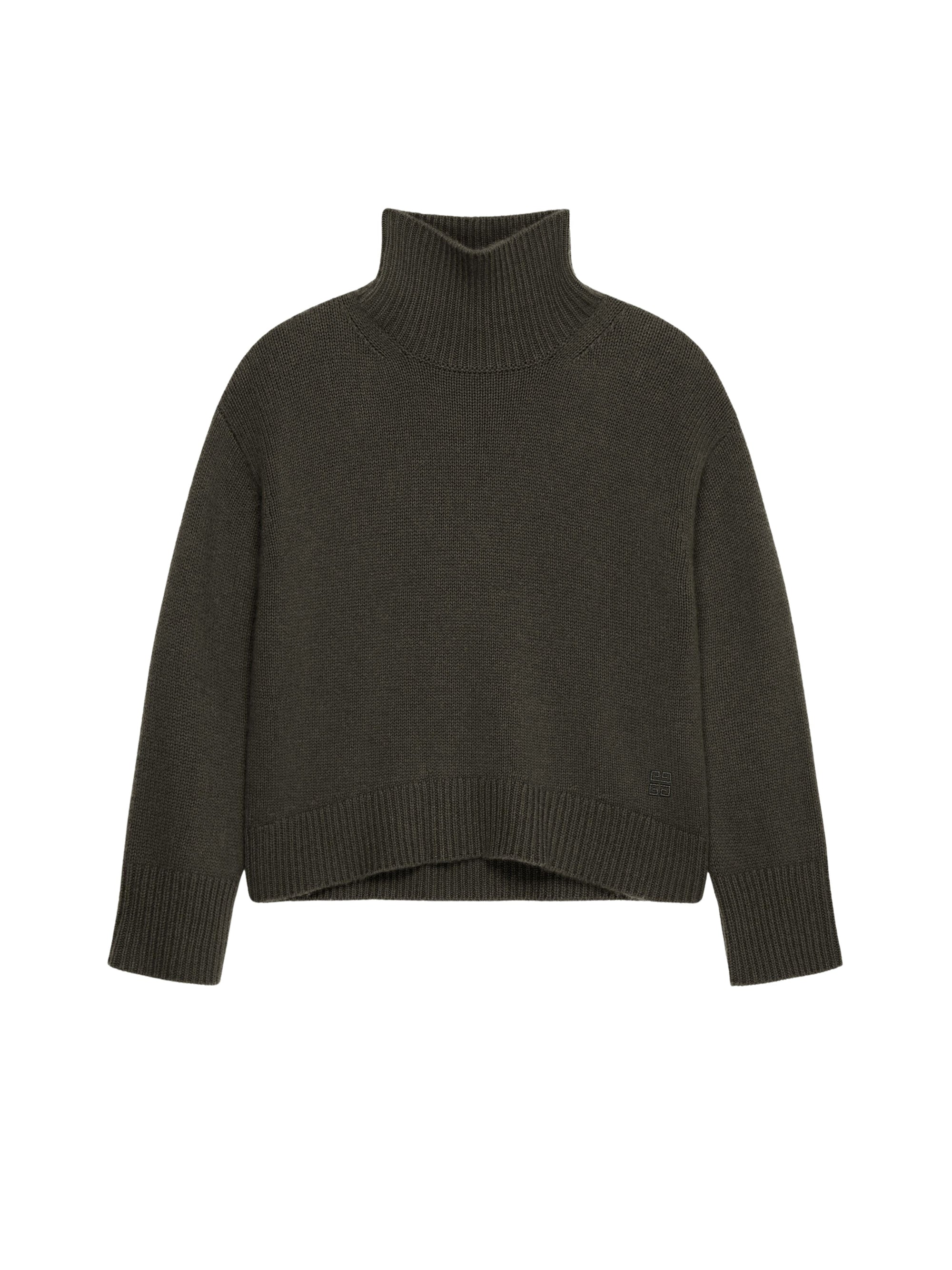 Oversized Cashmere Roll Neck Sweater - Army Green