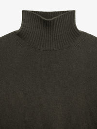 Oversized Cashmere Roll Neck Sweater - Army Green