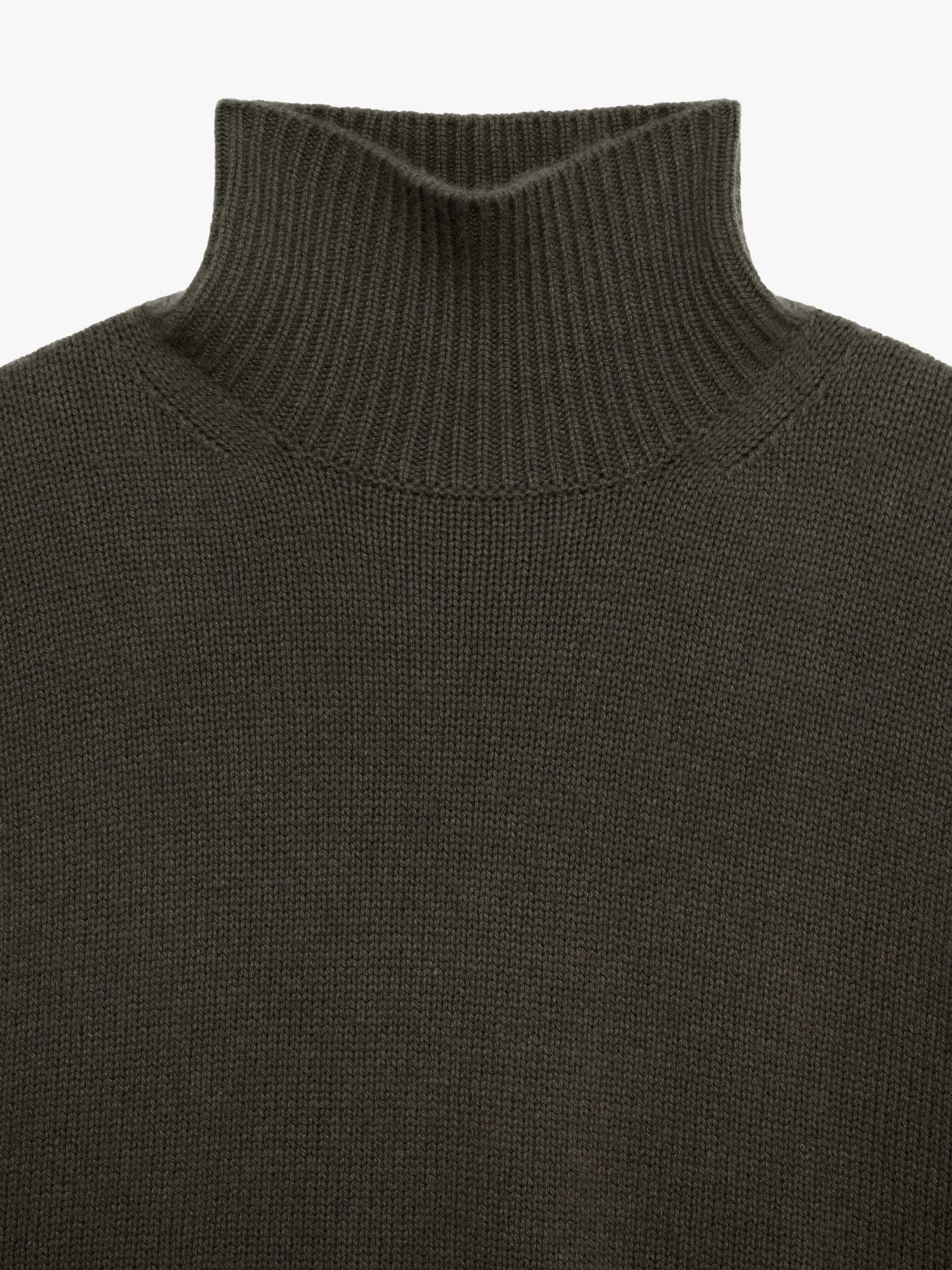 Oversized Cashmere Roll Neck Sweater - Army Green