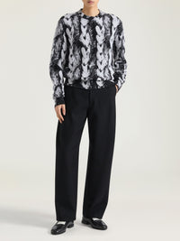 Pull col rond en mohair - Black & Grey & White