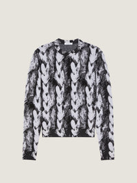 MOHAIR POLYAMID WOOL HAIR CABLE JACQUARD