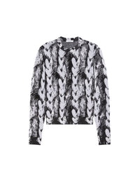 Pull col rond en mohair - Black & Grey & White
