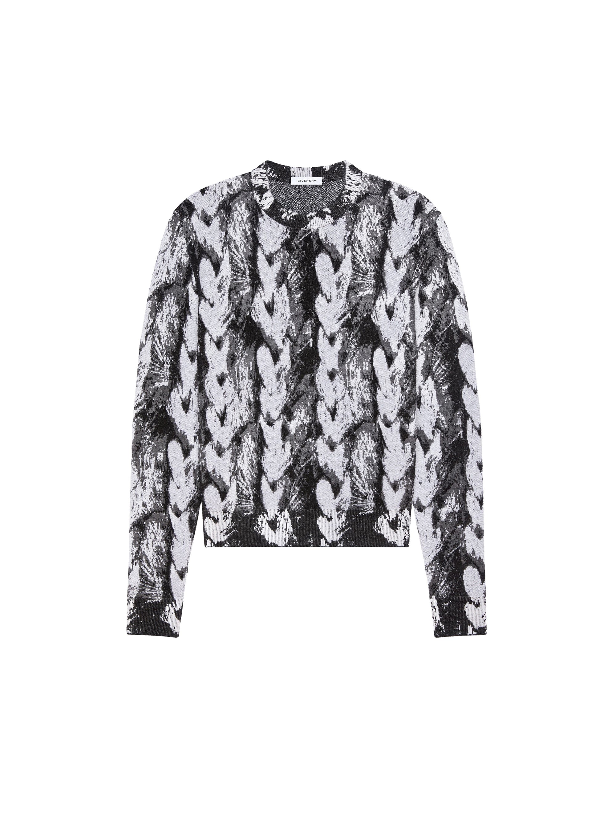 Pull col rond en mohair - Black & Grey & White