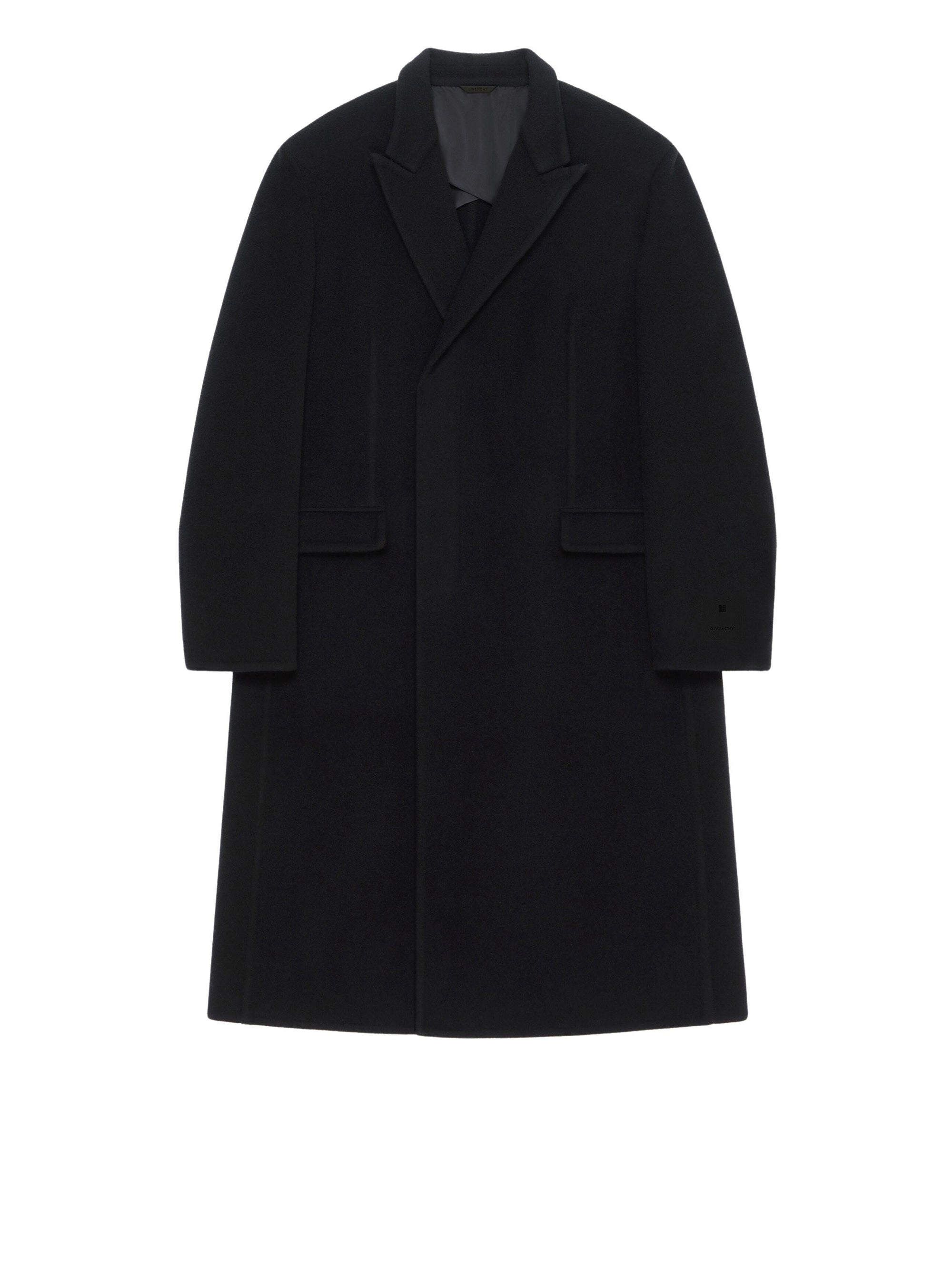 Manteau long double face en laine - Noir