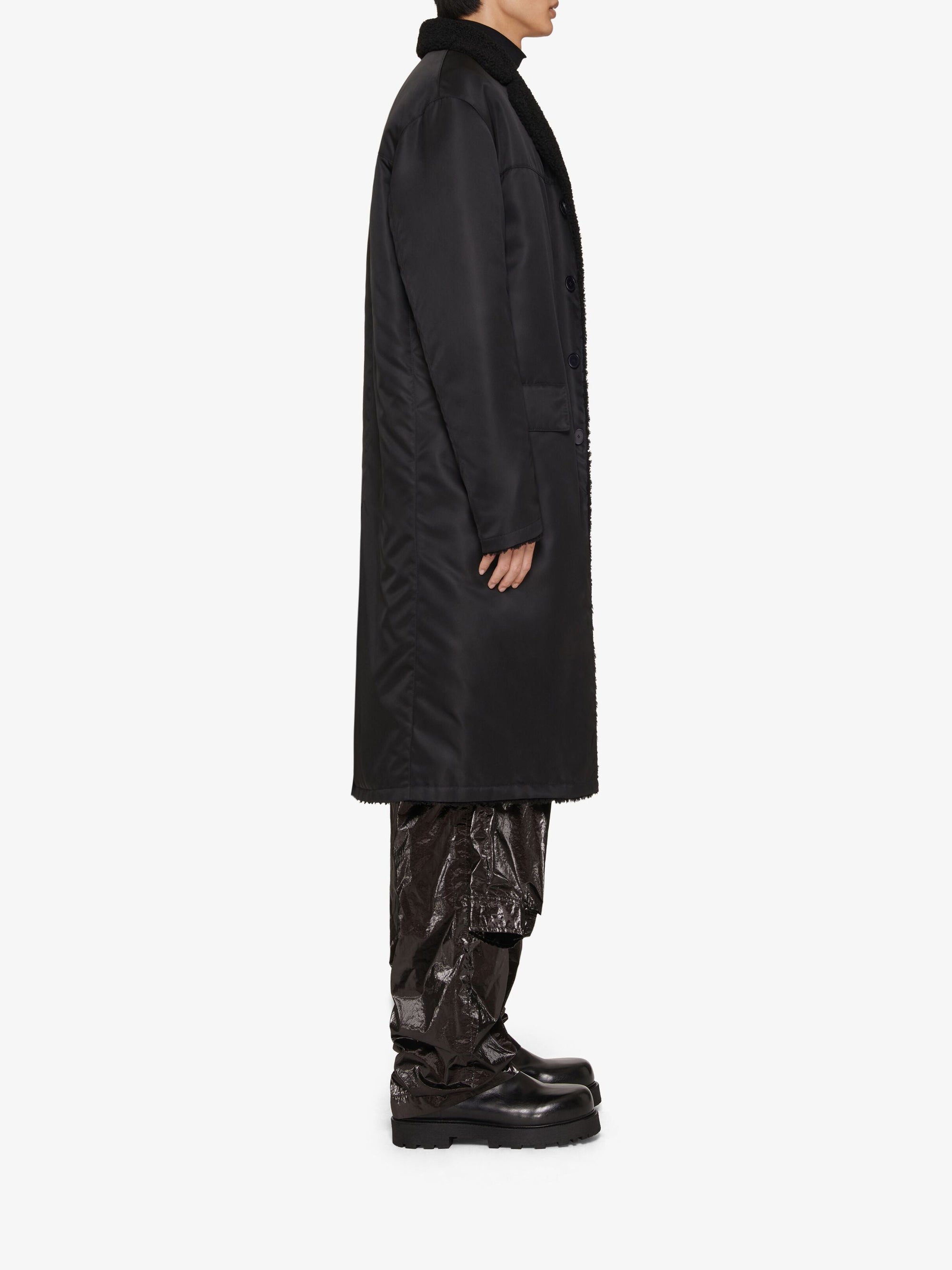Manteau long en cuir - Black
