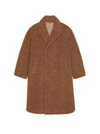 Manteau teddy en laine et soie mélangé - Beige Camel