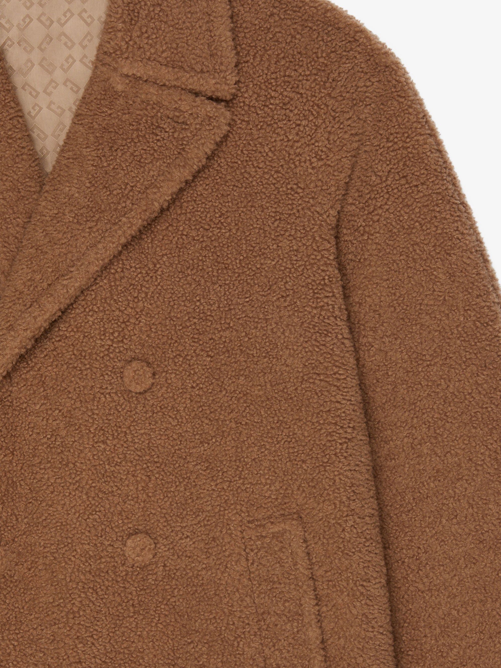 Manteau teddy en laine et soie mélangé - Beige Camel