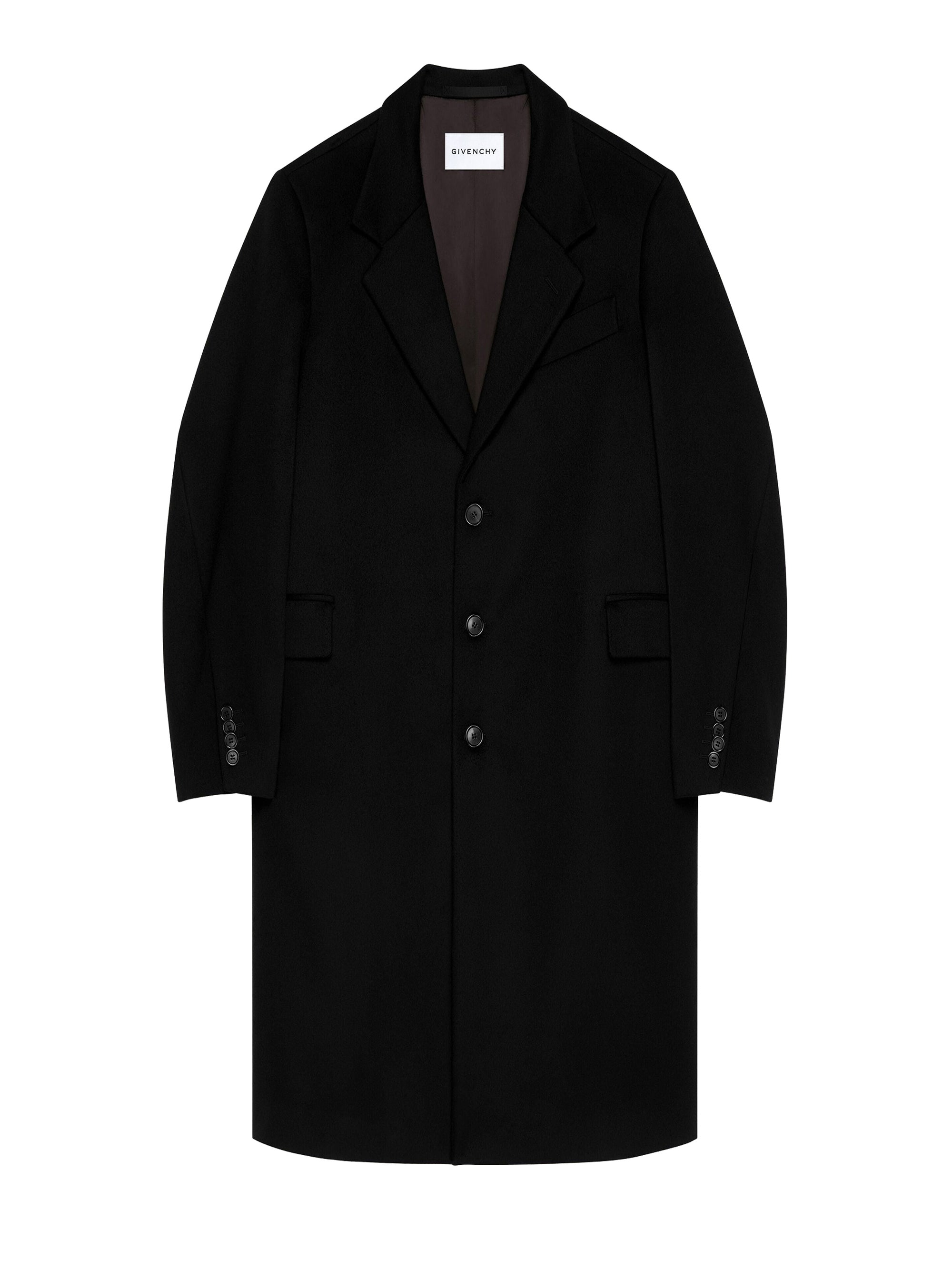 Manteau Couture seam à revers crantés en laine - Black