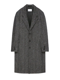 Manteau Couture seam à revers crantés en laine - Black & White