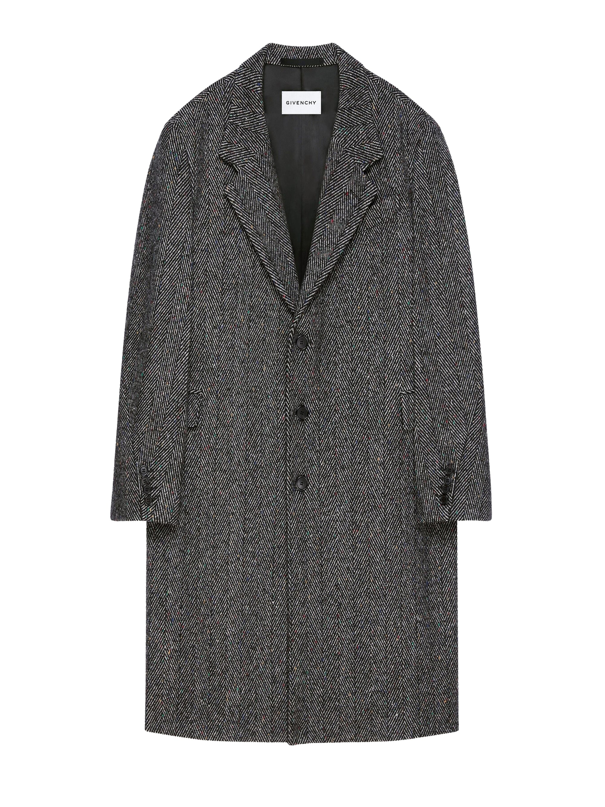 Manteau Couture seam à revers crantés en laine - Black & White