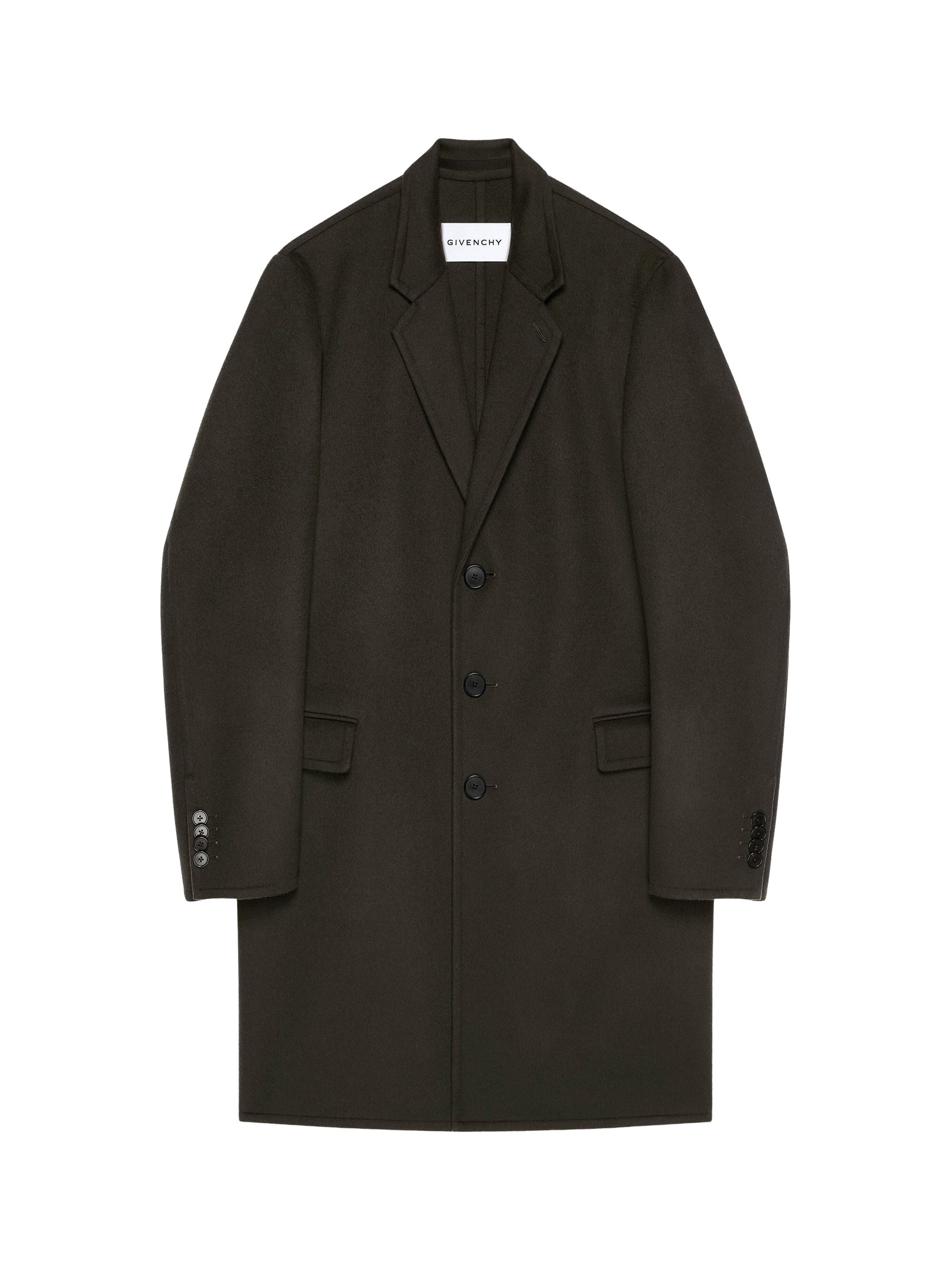 Manteau double face coupe régulière en laine - Dark Khaki