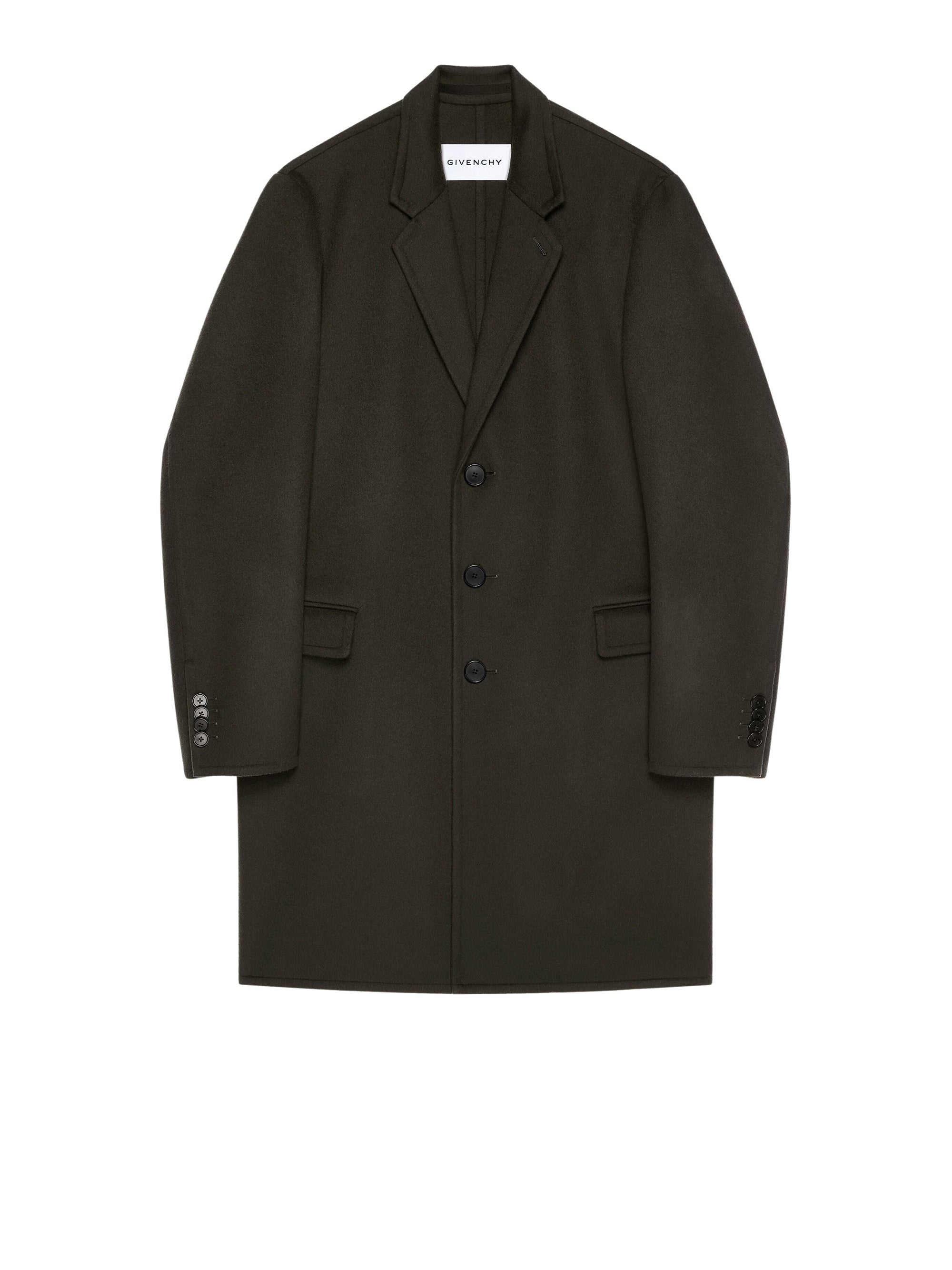Manteau double face coupe régulière en laine - Dark Khaki