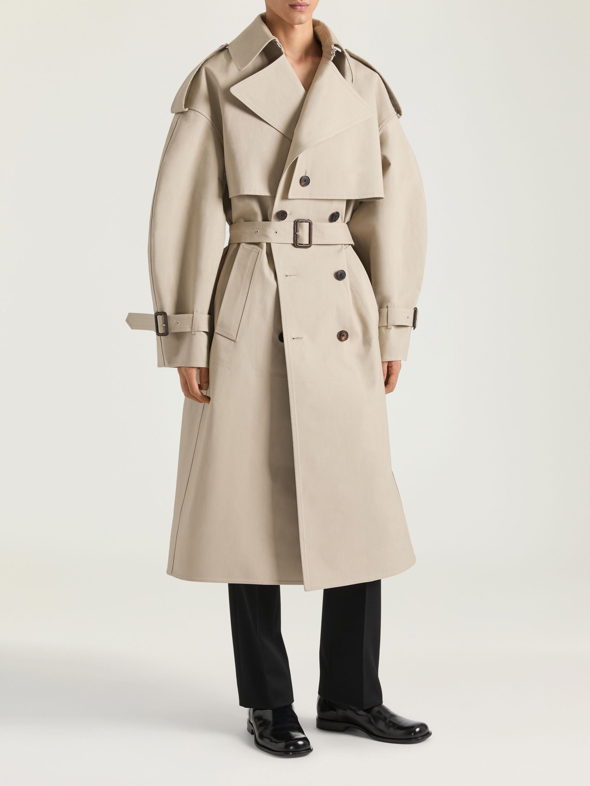 Trench-coat cocon Couture seam - Beige & Black