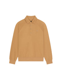Pull polo en molleton avec médaillon - Camel & Natural