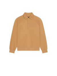 Pull polo en molleton avec médaillon - Camel & Natural