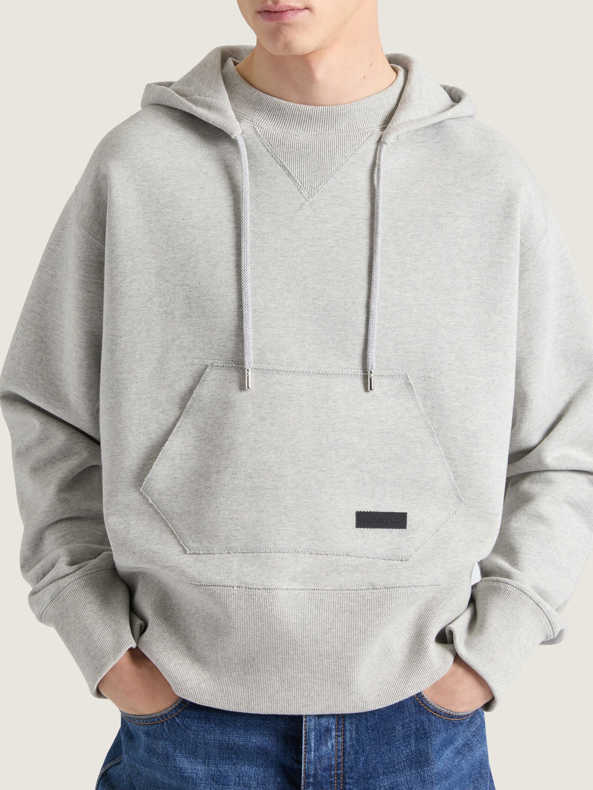 Sweat à capuche Vintage double col - Light Grey Melange