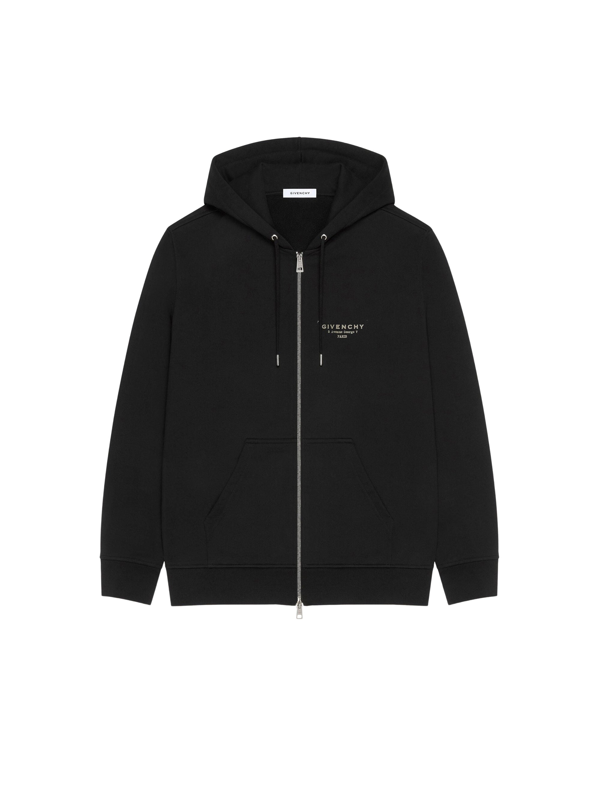 Zipped hooded top - Black