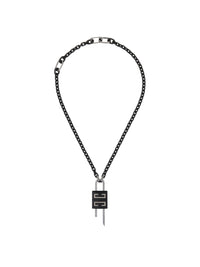LOCK SMALL BLACK CRYSTALS NECKLACE