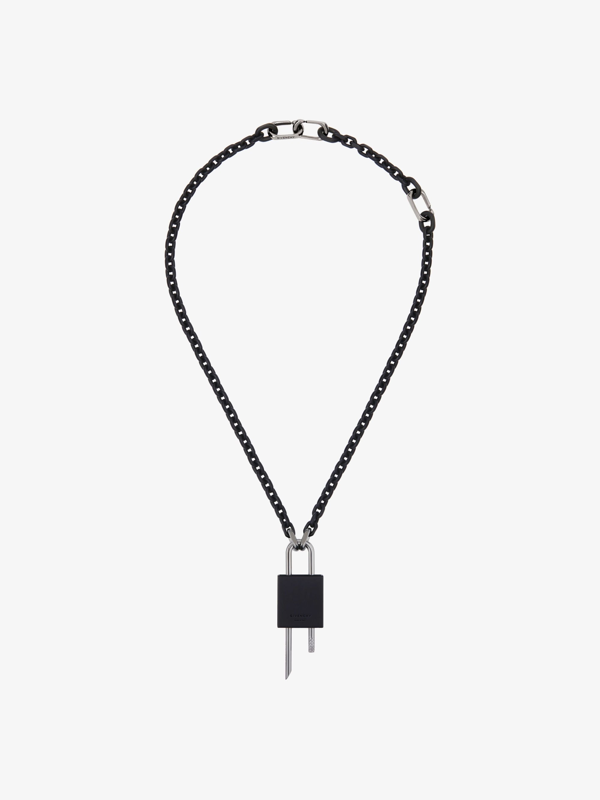 LOCK SMALL BLACK CRYSTALS NECKLACE