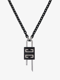 LOCK SMALL BLACK CRYSTALS NECKLACE