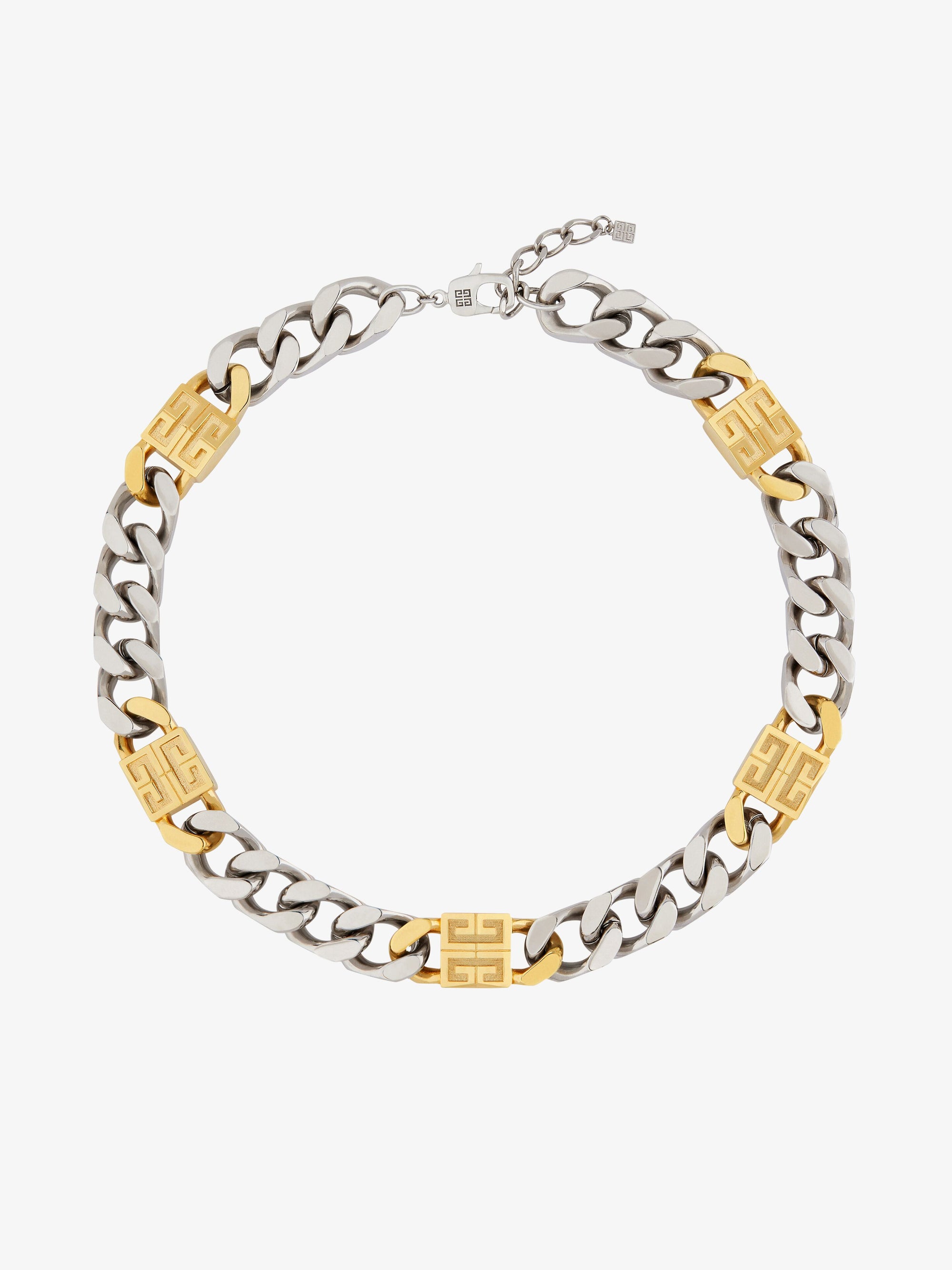 4G GOLDEN SILVERY CHAIN LARGE NECKLACE