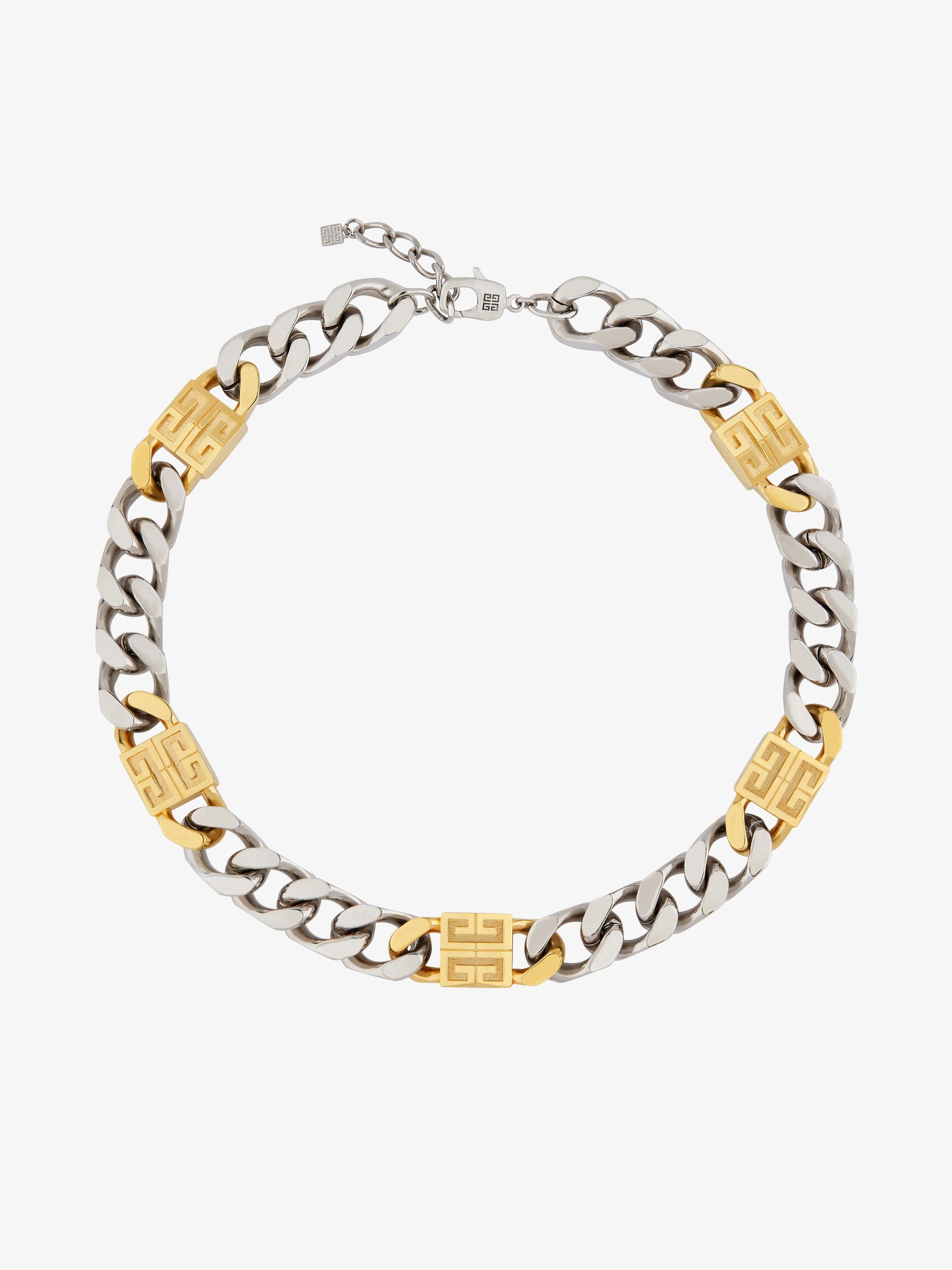 4G GOLDEN SILVERY CHAIN LARGE NECKLACE