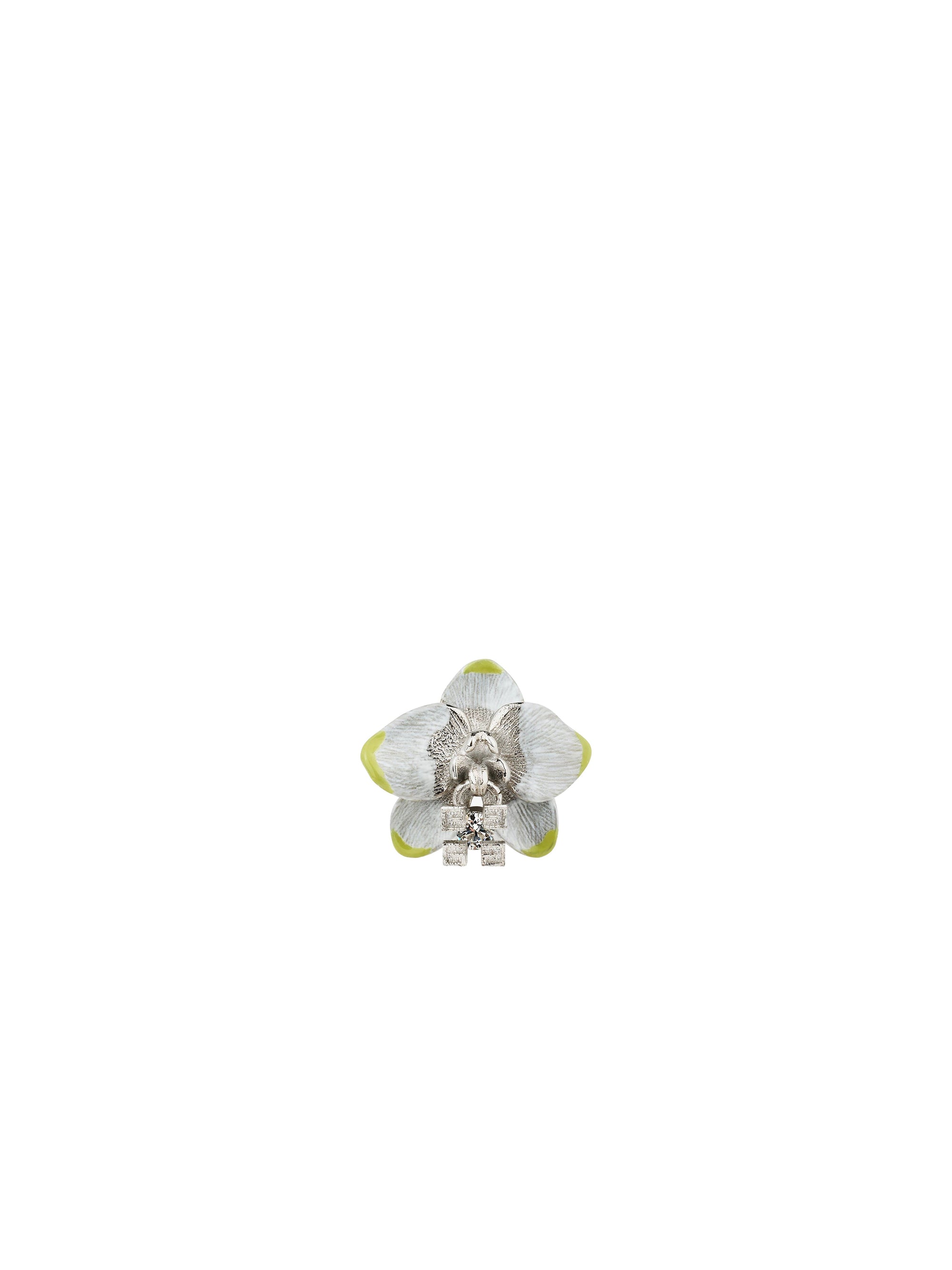 Mono boucle fleur en laiton - Blanc & Jaune