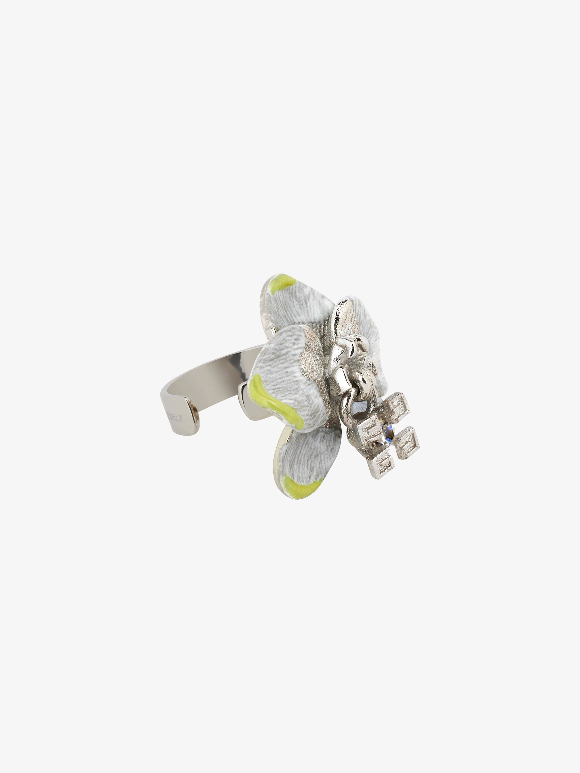 Mono boucle fleur en laiton - Blanc & Jaune
