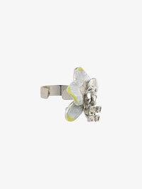 Mono boucle fleur en laiton - Blanc & Jaune