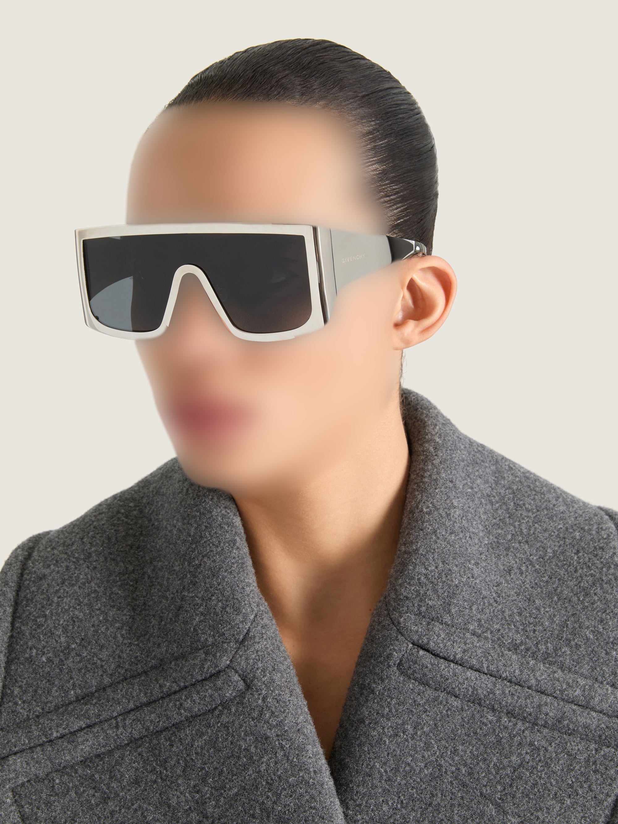 Lunettes de soleil masque métal en métal - Black & Silvery