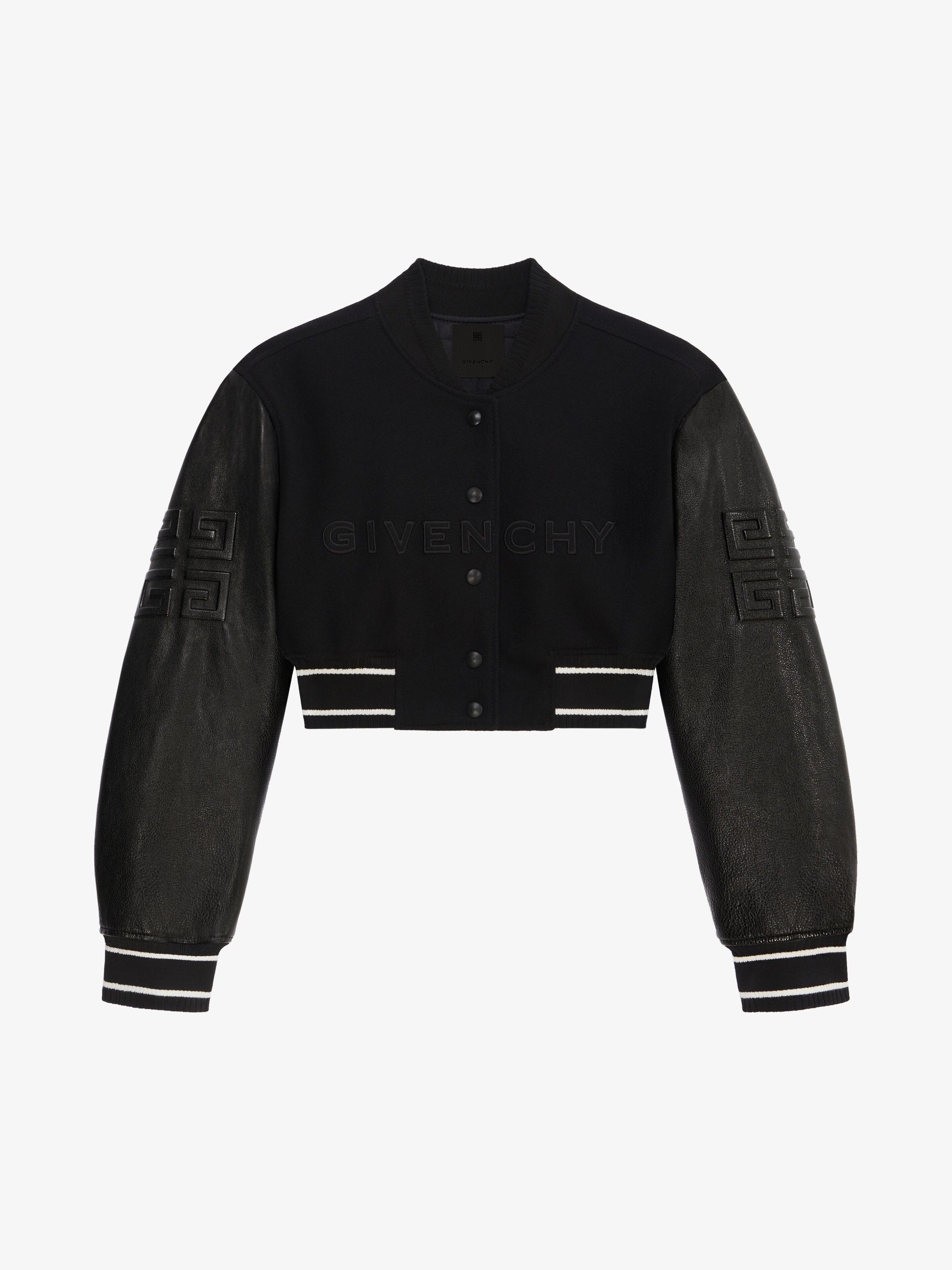 Blouson varsity cropped Givenchy en laine - Black & White