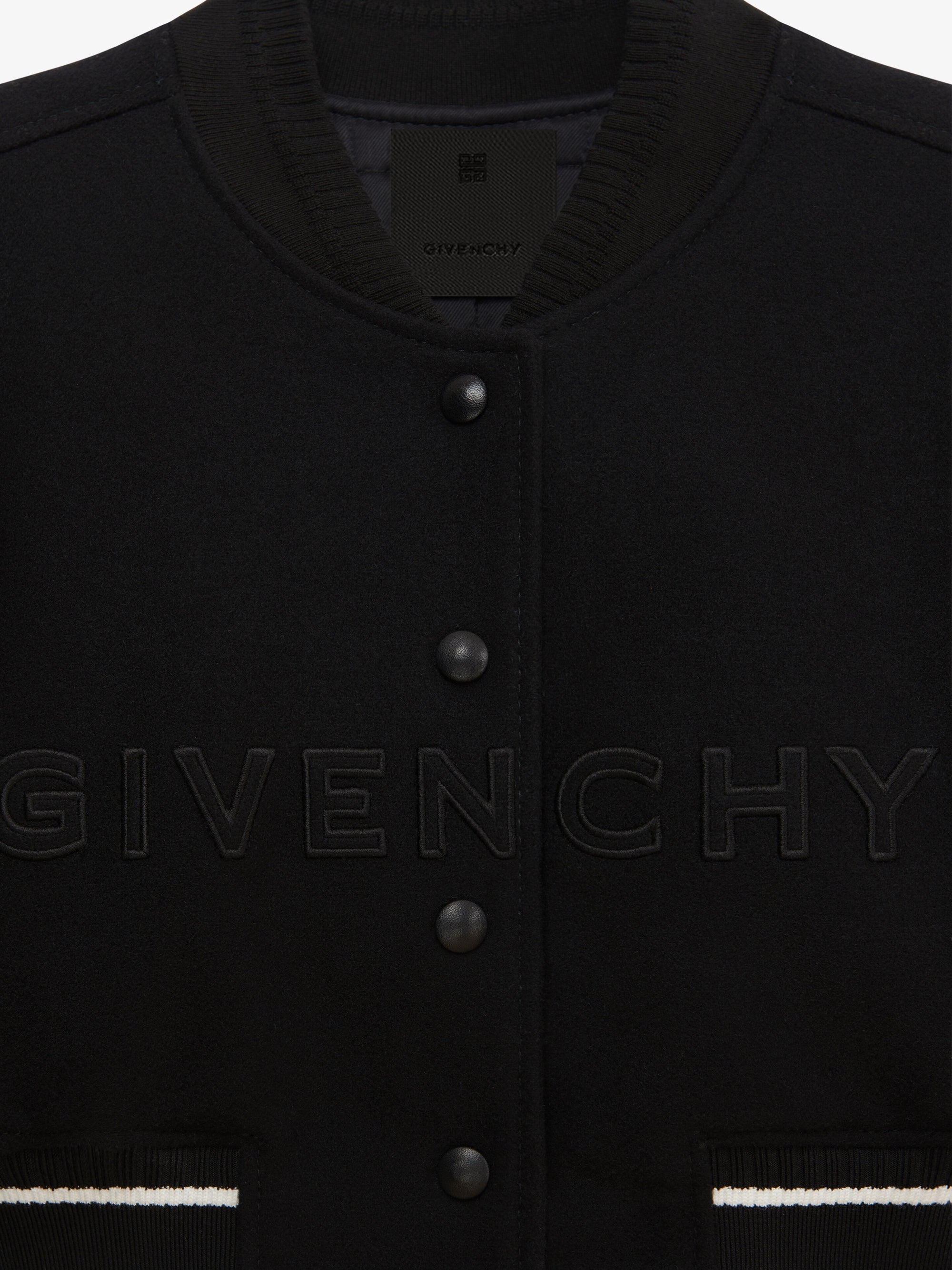 Blouson varsity cropped Givenchy en laine - Black & White