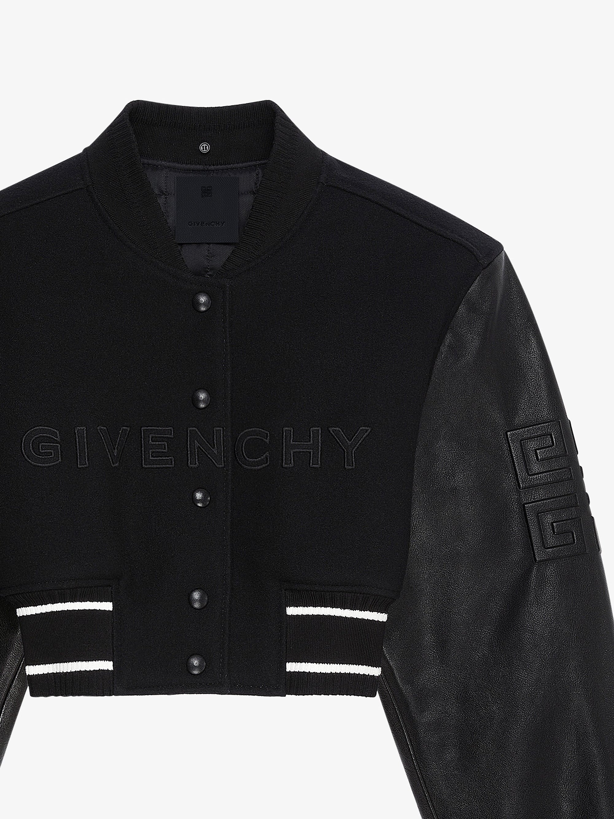Blouson varsity cropped Givenchy en laine - Black & White