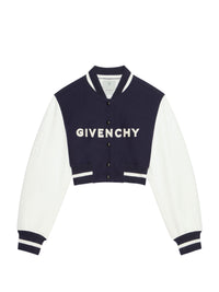 Blouson varsity cropped Givenchy en laine - Navy & White