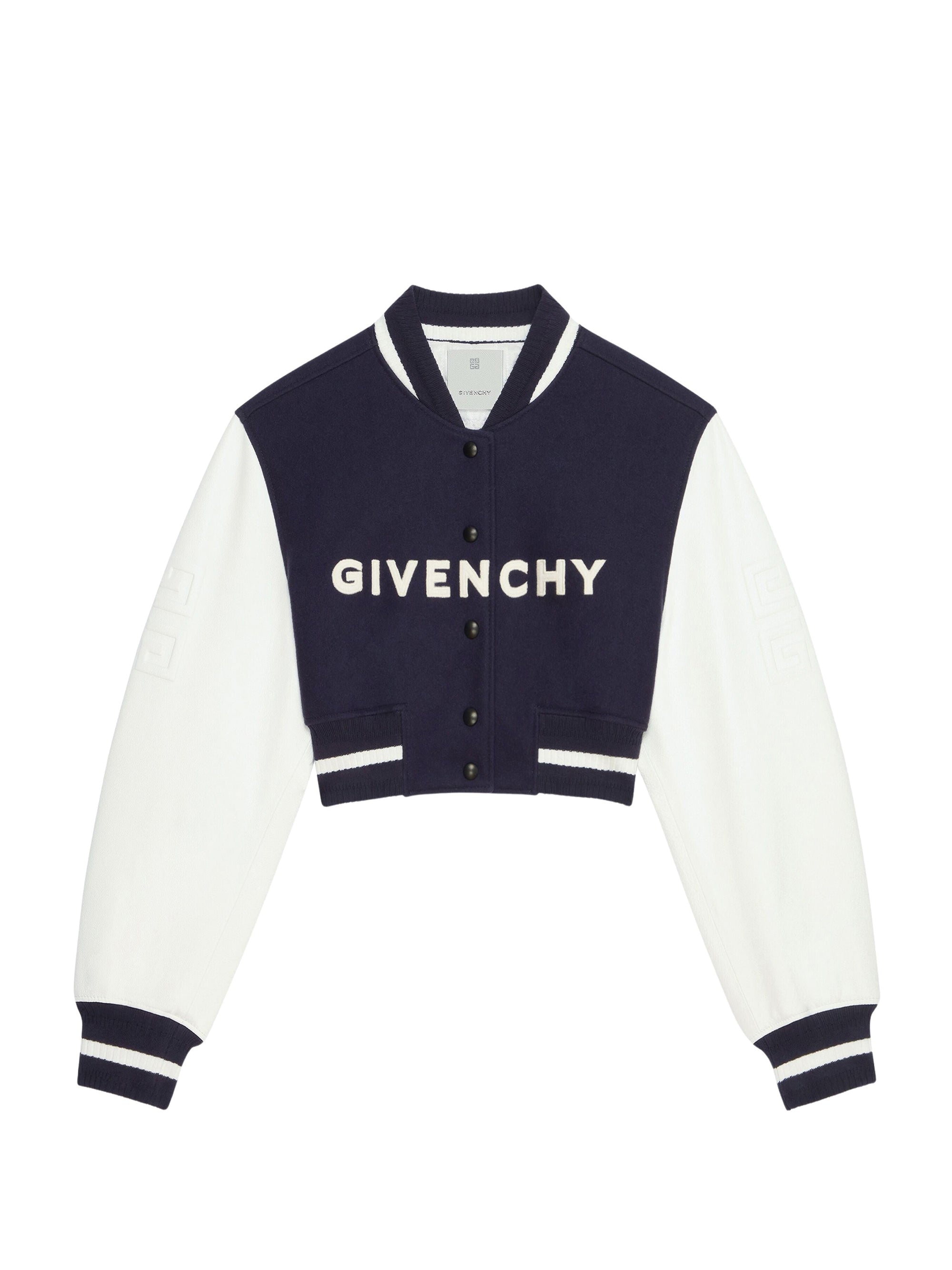 Blouson varsity cropped Givenchy en laine - Navy & White