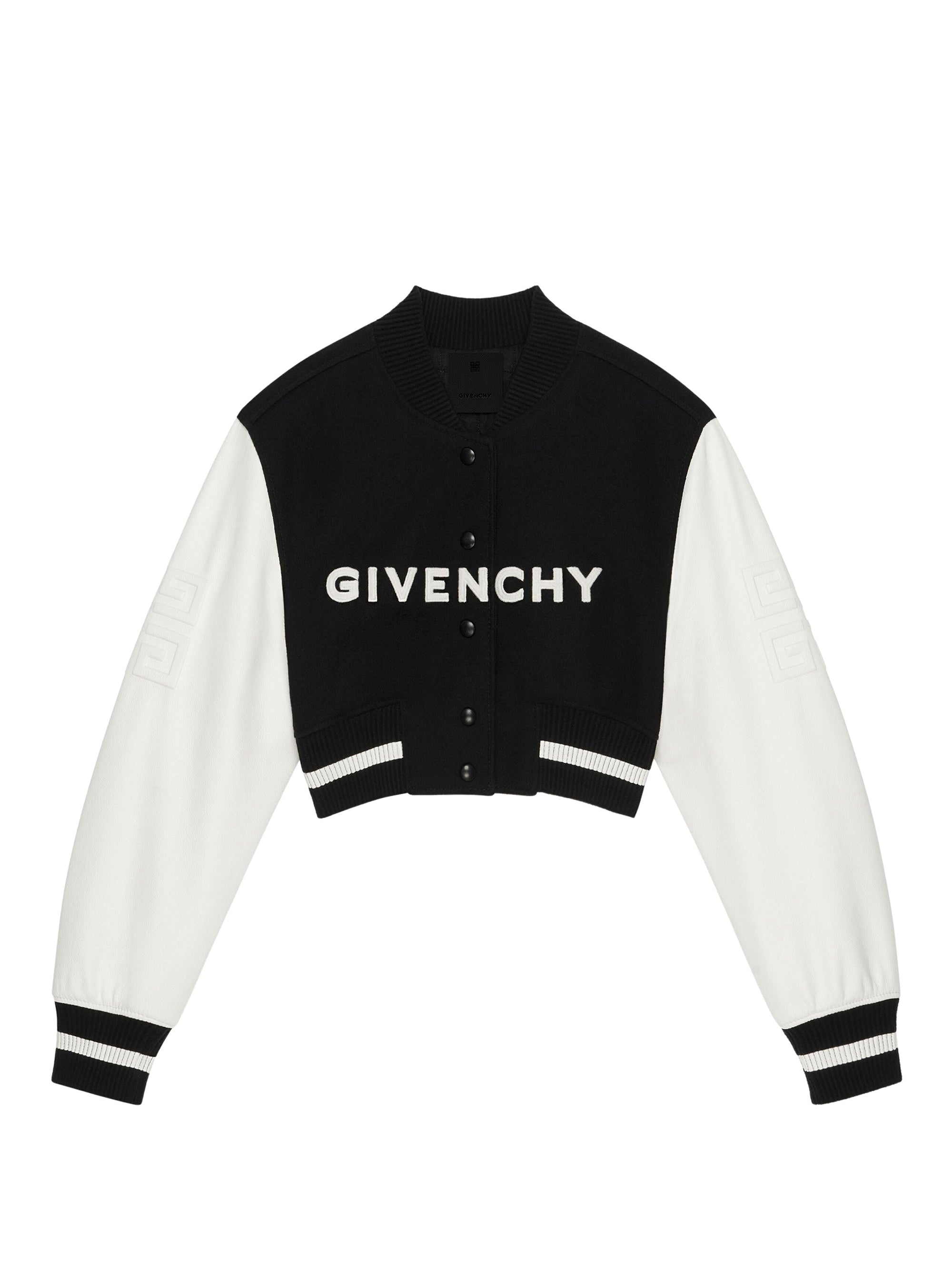 Blouson varsity cropped Givenchy en laine mélangé - Black & White