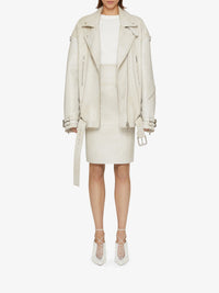 Blouson motard Voyou oversize en cuir - Natural Beige
