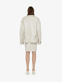 Blouson motard Voyou oversize en cuir - Natural Beige