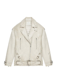 Blouson motard Voyou oversize en cuir - Natural Beige