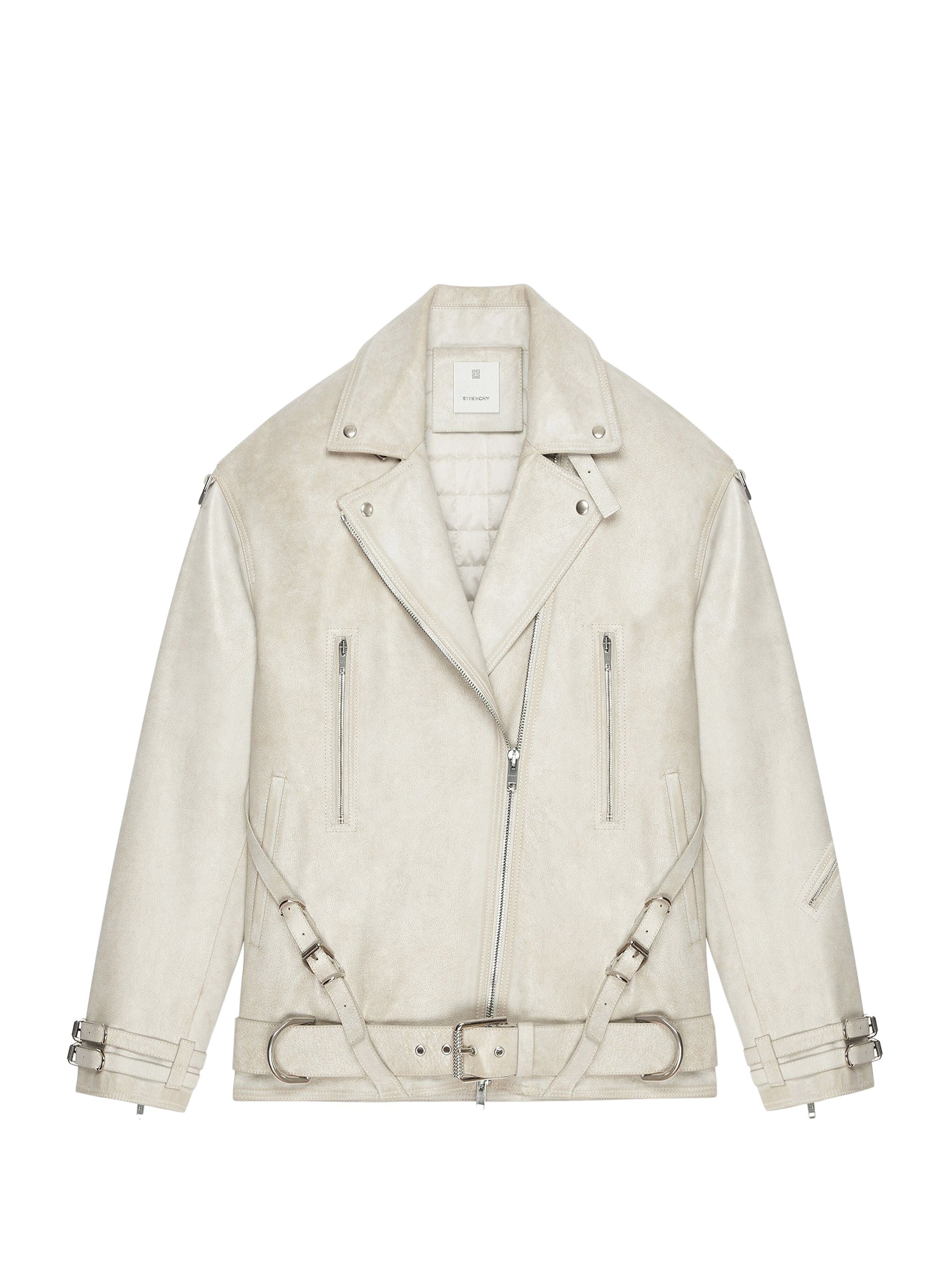 Blouson motard Voyou oversize en cuir - Natural Beige