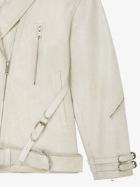 Blouson motard Voyou oversize en cuir - Natural Beige