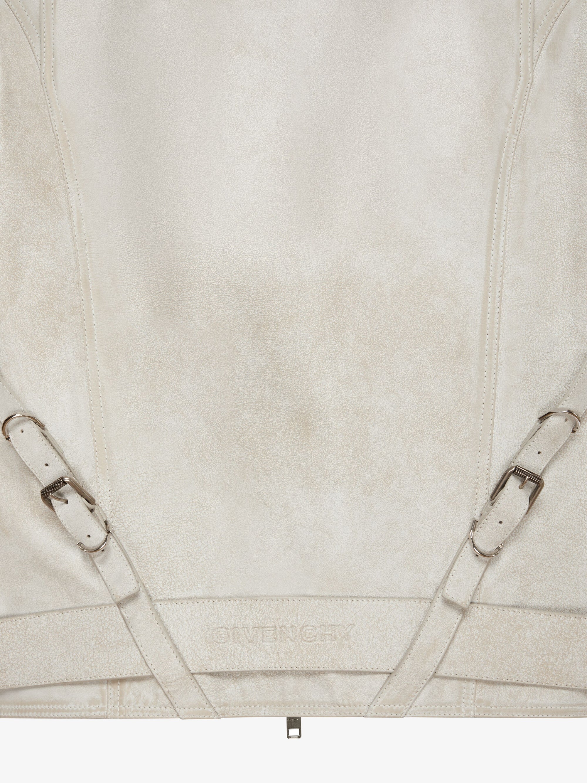Blouson motard Voyou oversize en cuir - Natural Beige