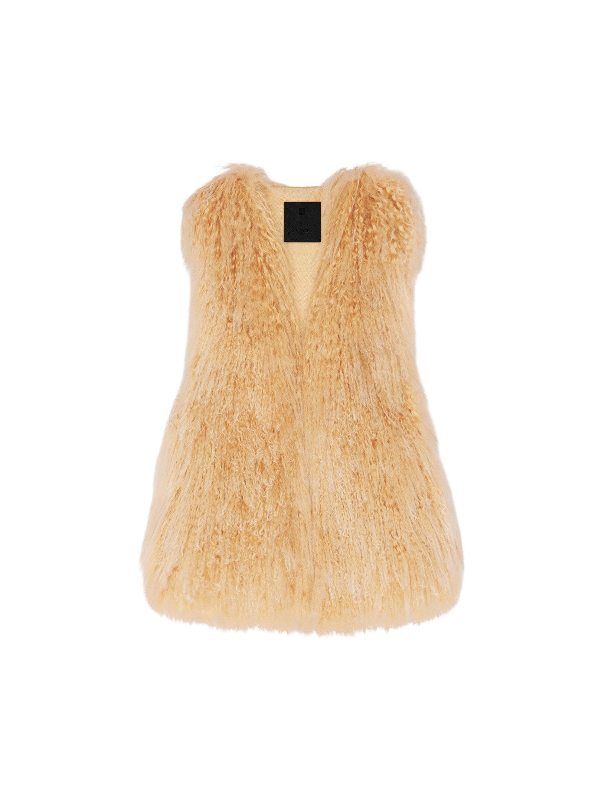 Gilet sans manches en fourrure d’agneau mongolia - Desert